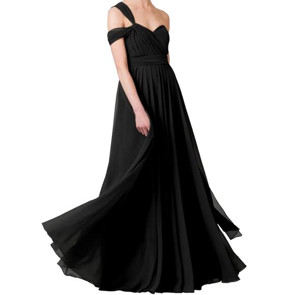 Jenny Yoo Mira Convertible Gown Dress Black Style 1682 Size 0 - Picture 2 of 13